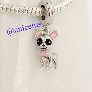 NWOT S925 Sterling Silver Cute Chihuahua little dog Dangle Charm